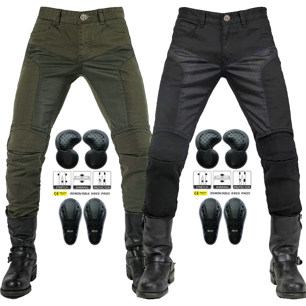 Motorcycle Gear For Summer - 2025 ใหม่รถจักรยานยนต์ฤดูร้อนขี่กางเกงยีนส์ตาข่ายBreathableยืดหยุ่นสูงกางเกงMotocrossเข็มขัดคงที่ยาวกว่าเข่าเกียร์Motoกางเกง