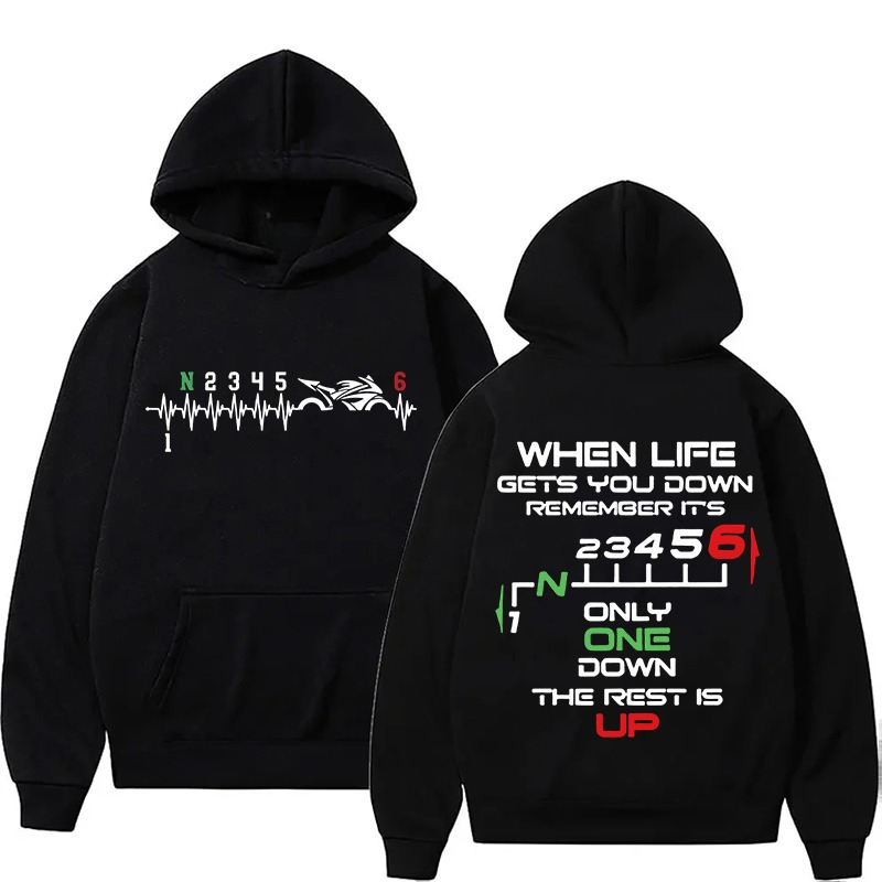 Motorcycle Gear Quotes - เสื้อฮู้ดดี้ลายกราฟิกคำพูดนักบิด รุ่นใหม่ปี 2026 สำหรับผู้ชายและผู้หญิง ทรงโอเวอร์ไซส์ หลวม