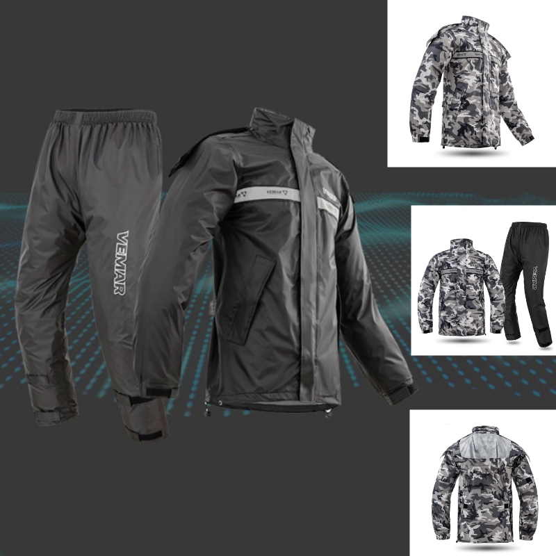 Motorcycle Gear Full Suit - ชุดกันฝนสำหรับผู้ขับขี่ VEMAR สำหรับผู้ชายและผู้หญิง - ชุดป้องกันฝนทั้งตัวสำหรับขับขี่มอเตอร์ไซค์และจักรยานไฟฟ้า